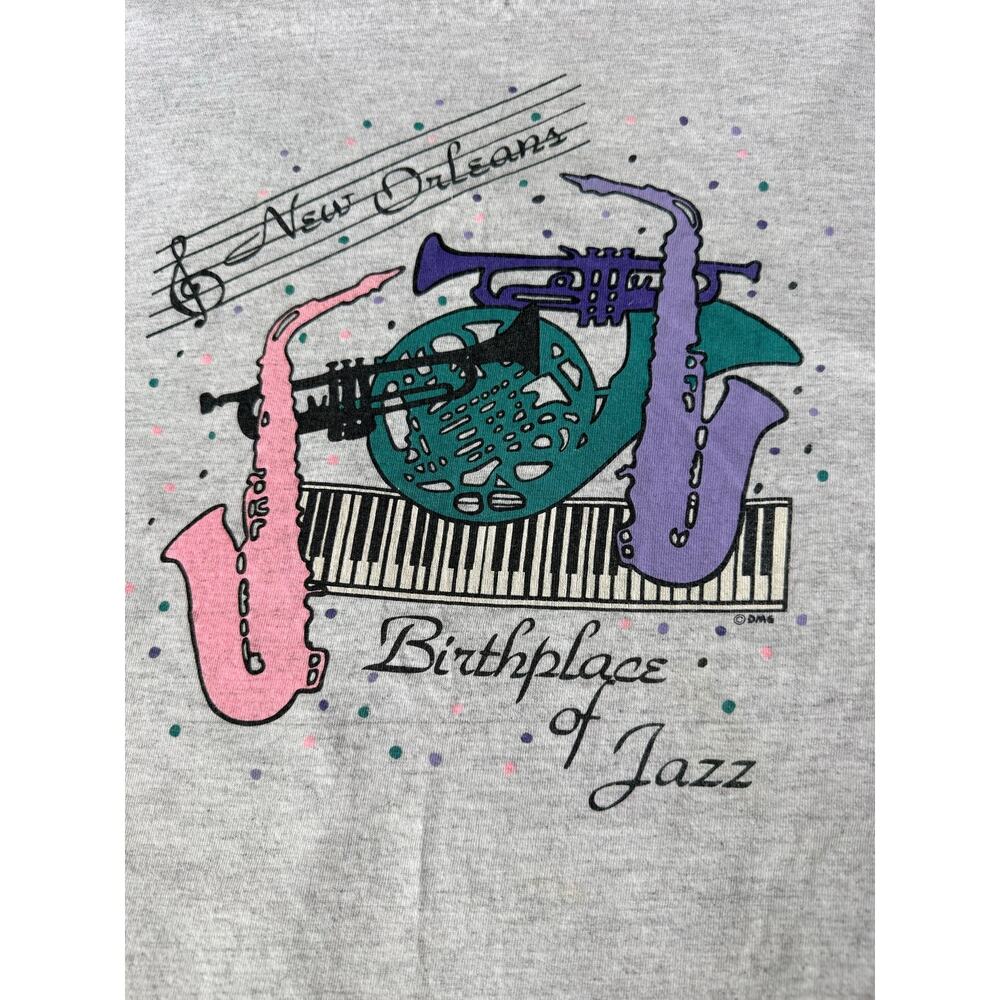 Vintage 90s New Orleans Birthplace of Jazz T-Shirt XL Giant by Tee Jays USA Made
